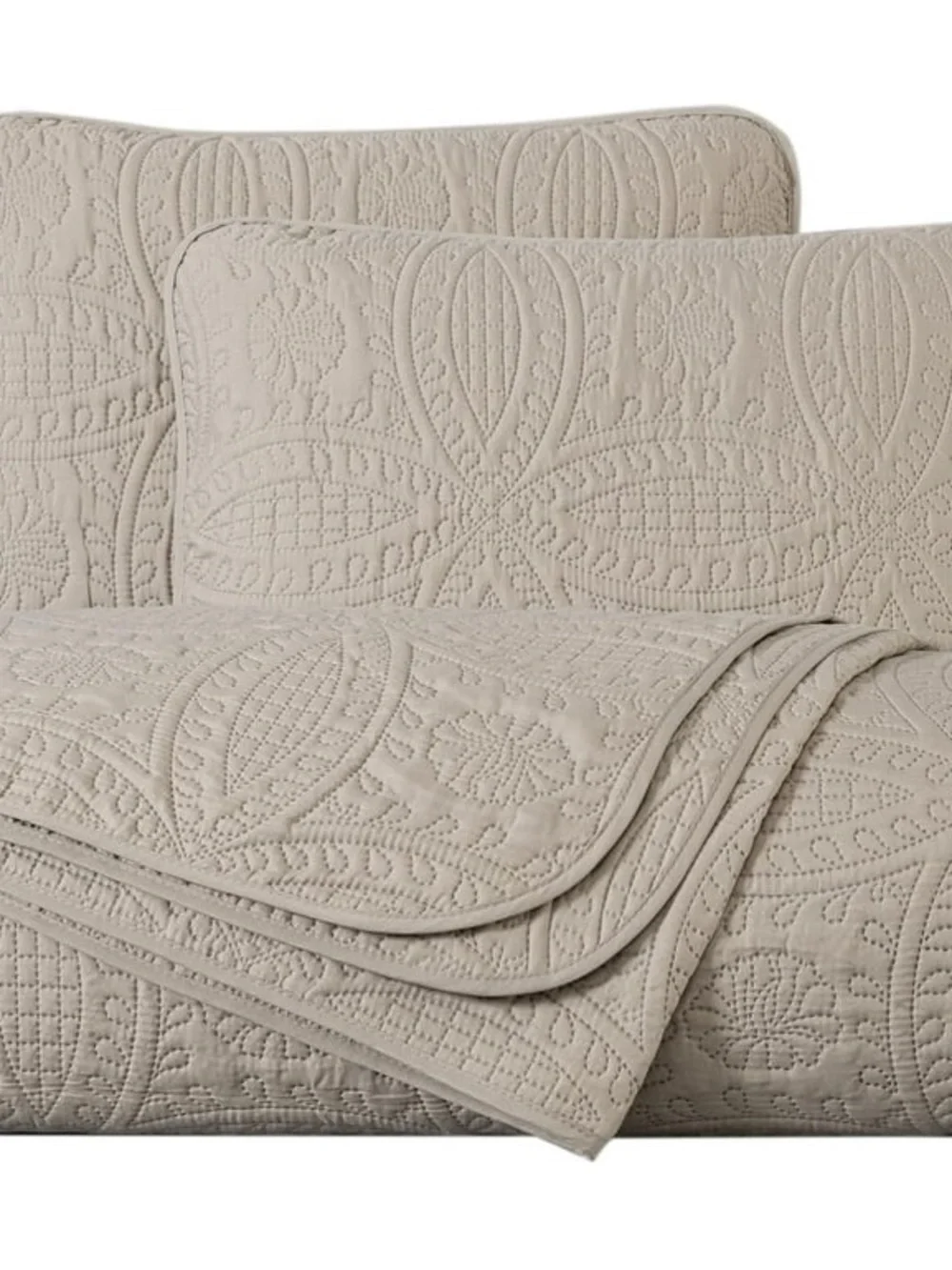 Beige Quilted king 3 piece Bedspread Set